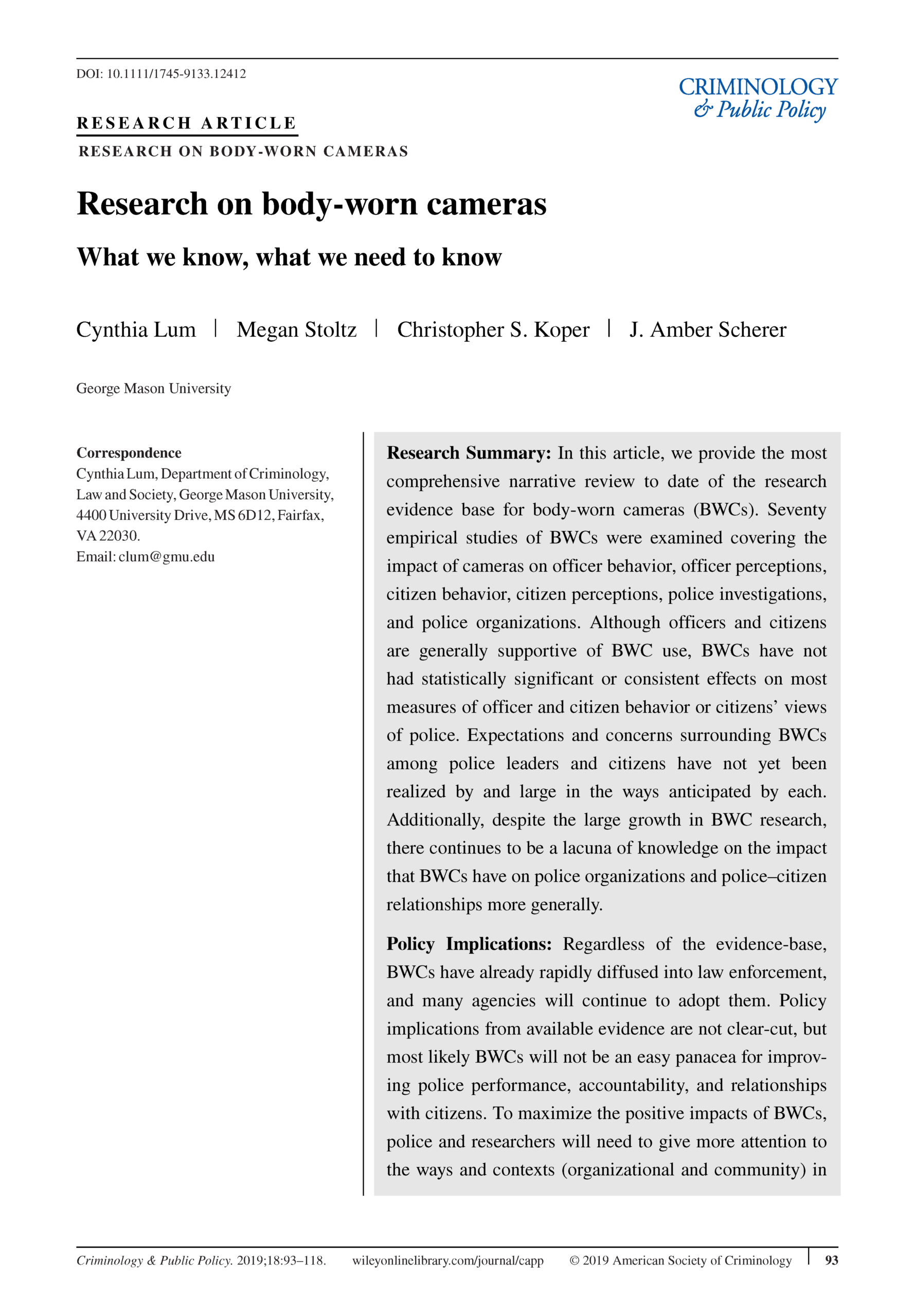 BWC paper by Lum et al COVER